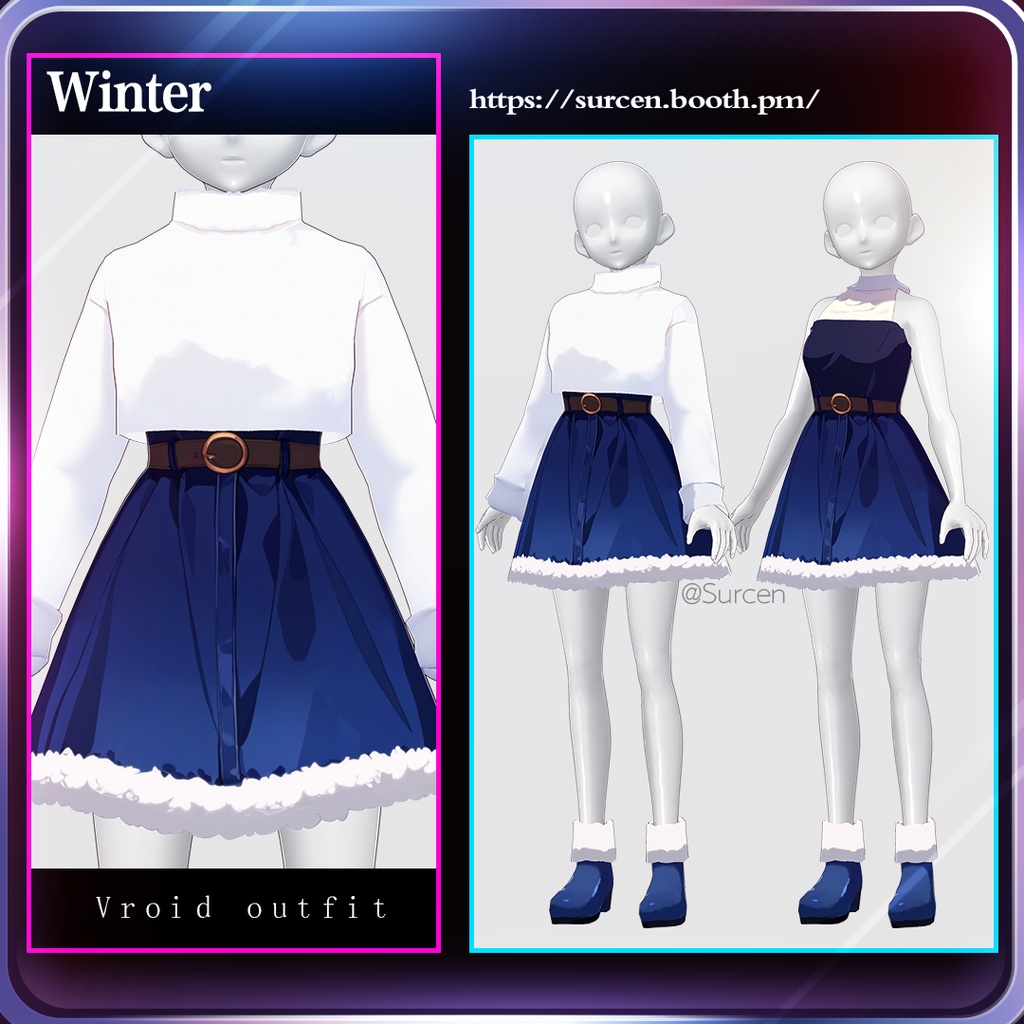 [Vroid] Winter dress / Cover Top  / White Fur