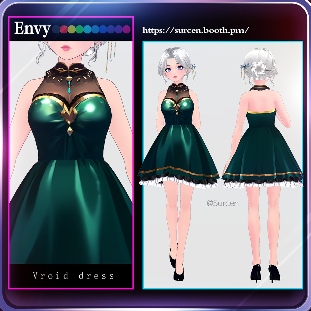 [Vroid] 10 colours Girl dress / Princess / Luxury / Traditional / Envy