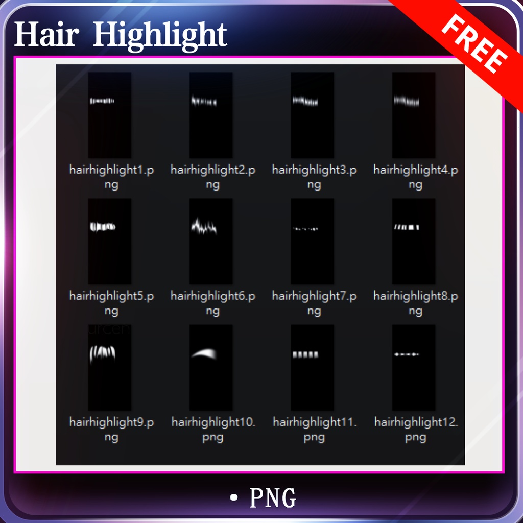 [无料][Vroid] 12 Free hair highlight texture