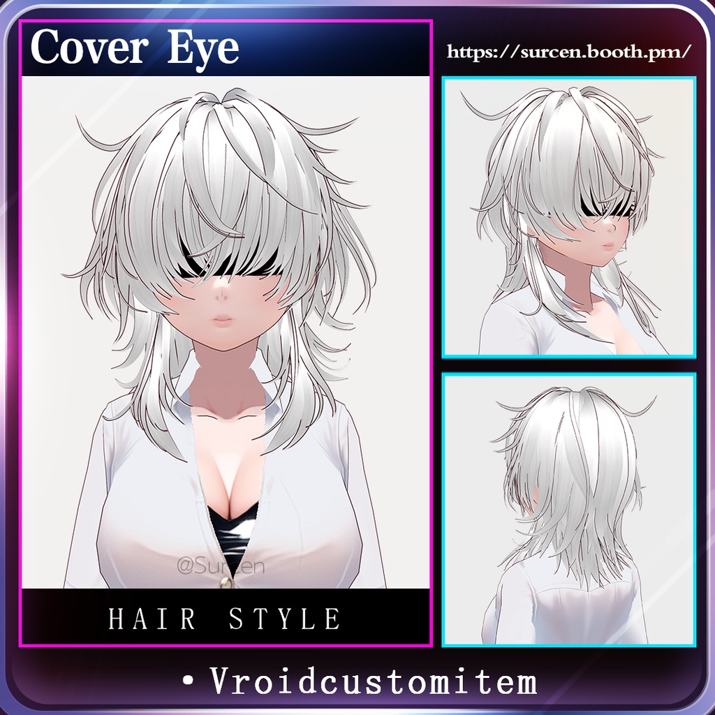 [Vroid] Wolfcut / Fluffly / Cool girl / Cover Eye hairstyle