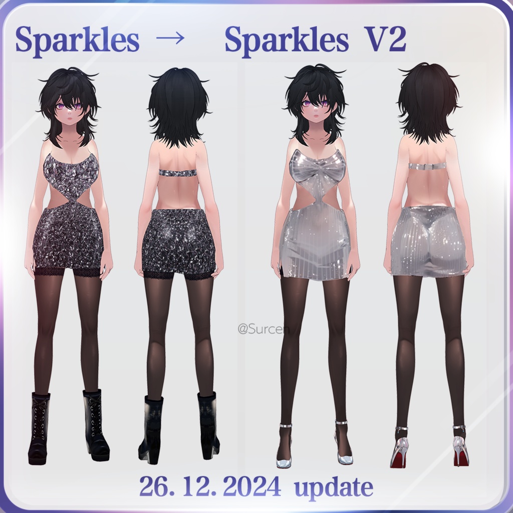 [Vroid] Sexy dress / Black and sparkles
