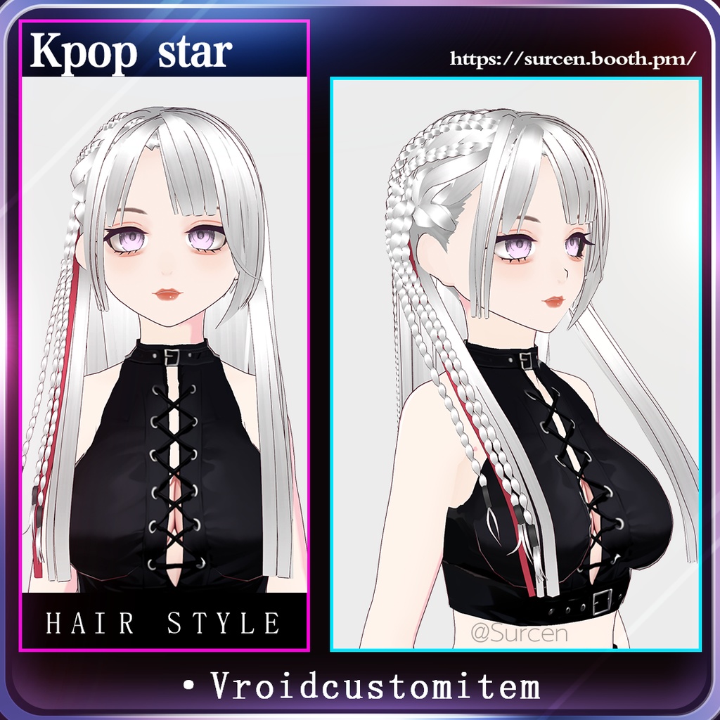 [Vroid] Girl hair preset/ Cool hair/ Braid hair/ Kpop Star