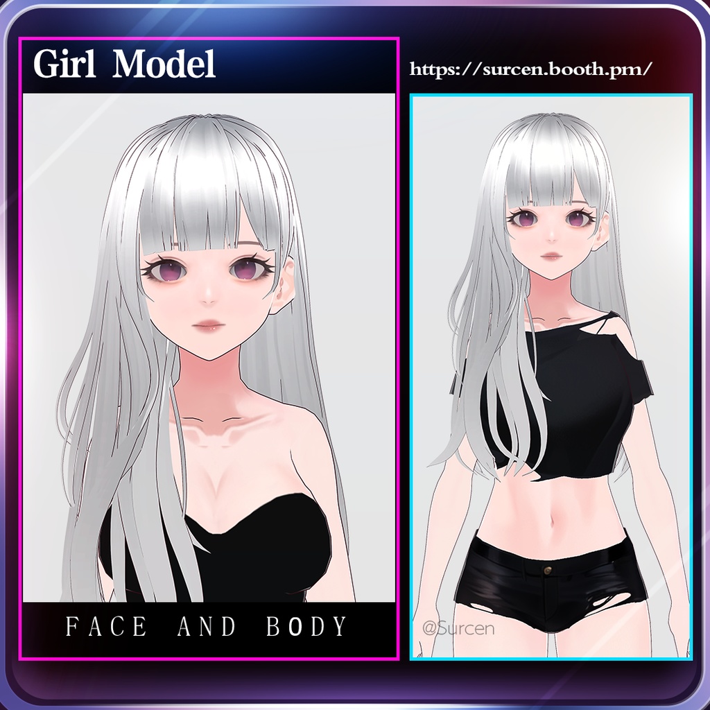 [Vroid] Girl Face and Body Base