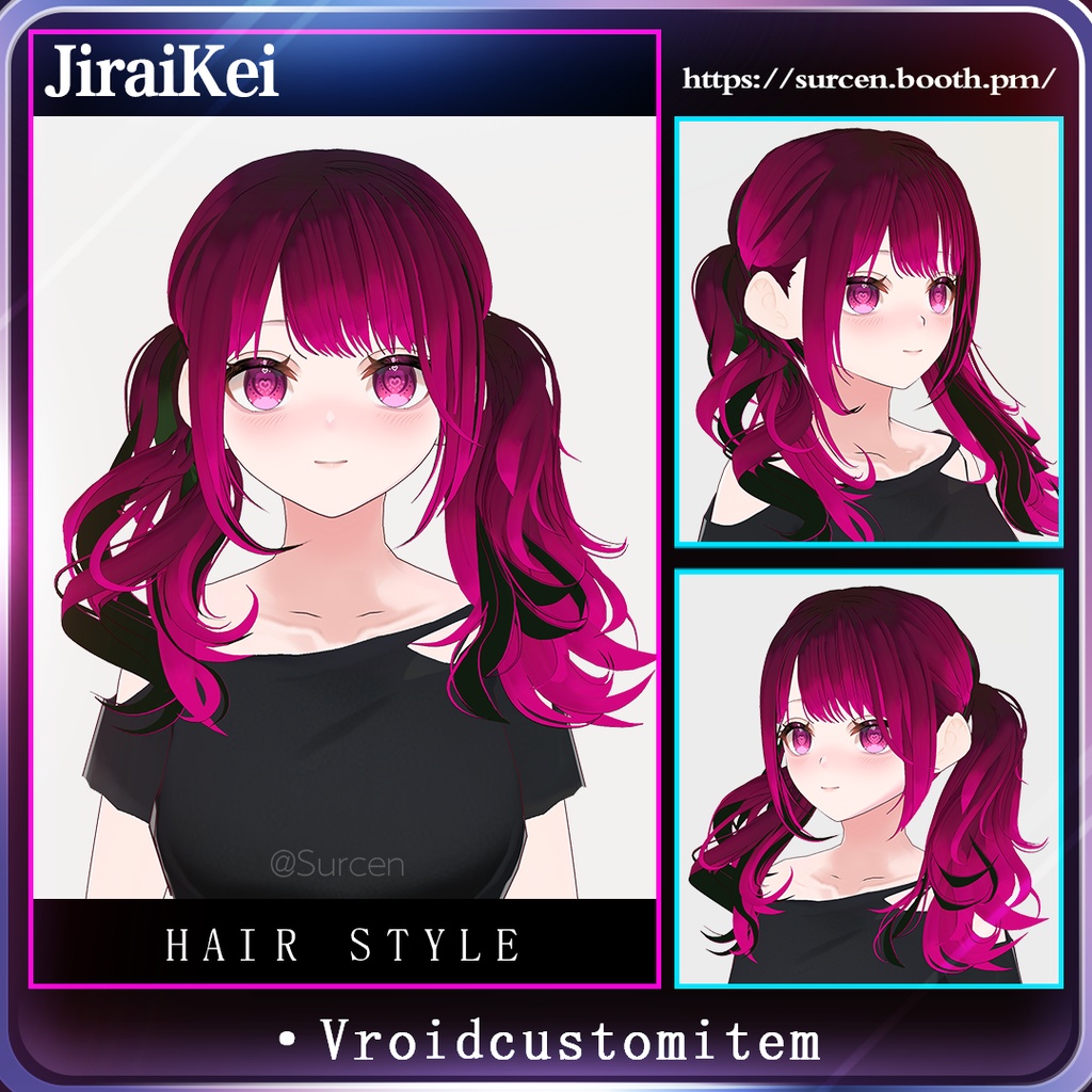 [Vroid] Twintails / 地雷系少女 Jirai Kei / Girl hairstyle / Full model with face