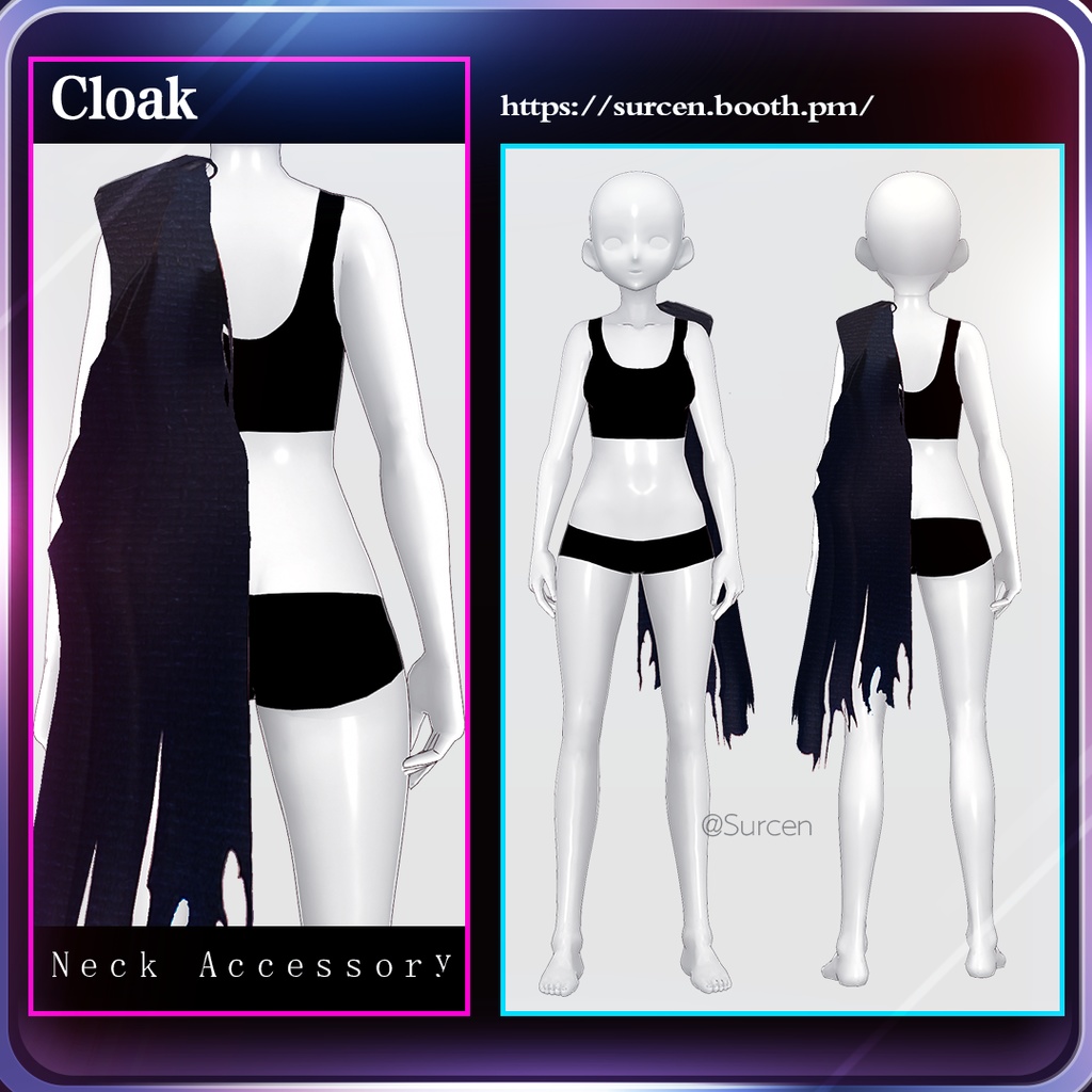 [Vroid] Cloak on one shoulder