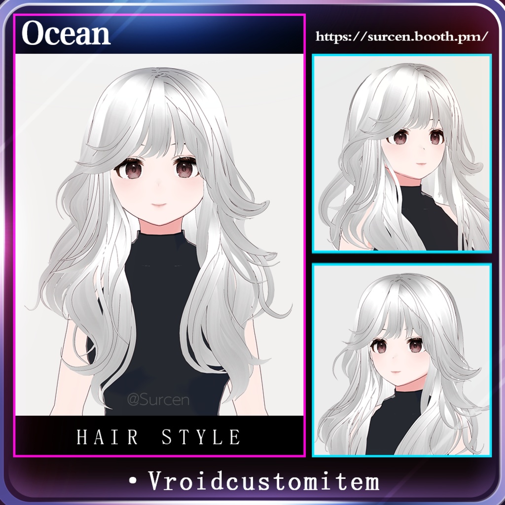 [Vroid] Wavy hair / Two side / Girl hairstyle / Ocean