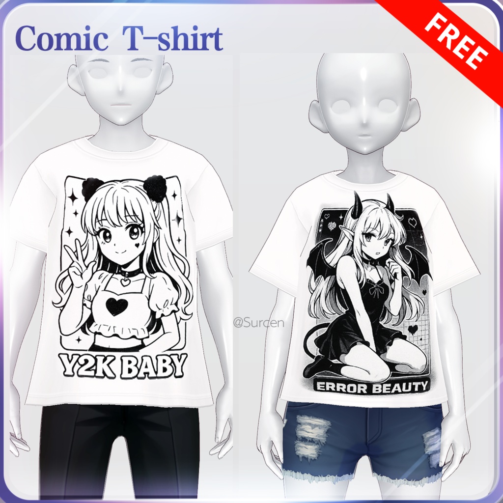 [无料][Vroid] Free Comic T-shirt / White shirt