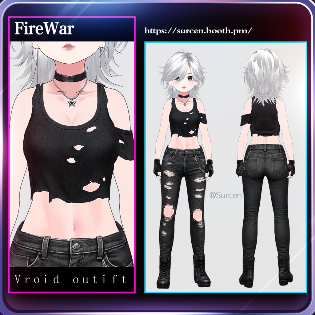 [Vroid] Cool Girl / Street Wear / Ripped Jeans / FireWar