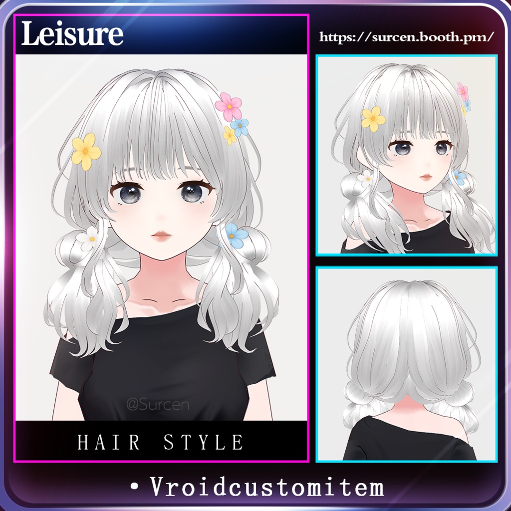 [Vroid] Low twintail / Cute / Girl Hairstyle / Leisure