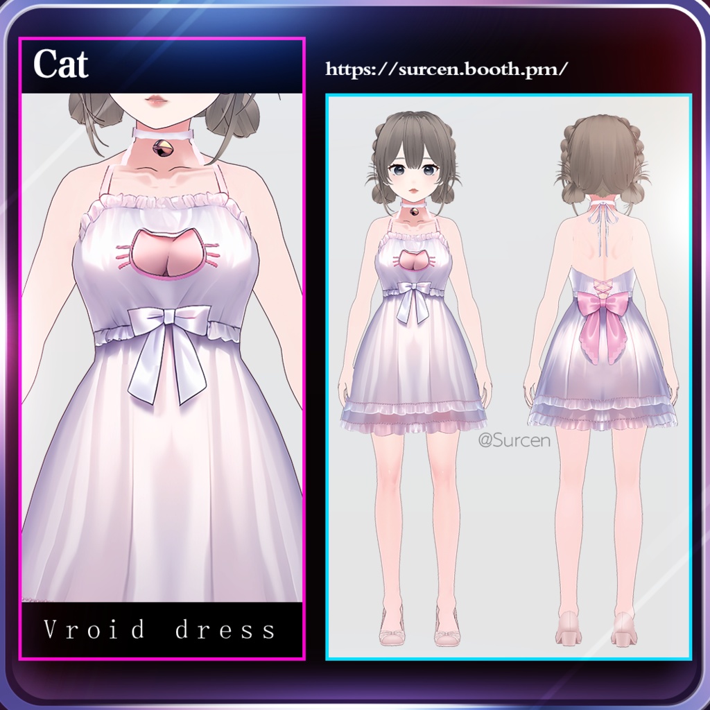 [Vroid] Cat dress / Cute and Sexy / Daily / Include breast layer