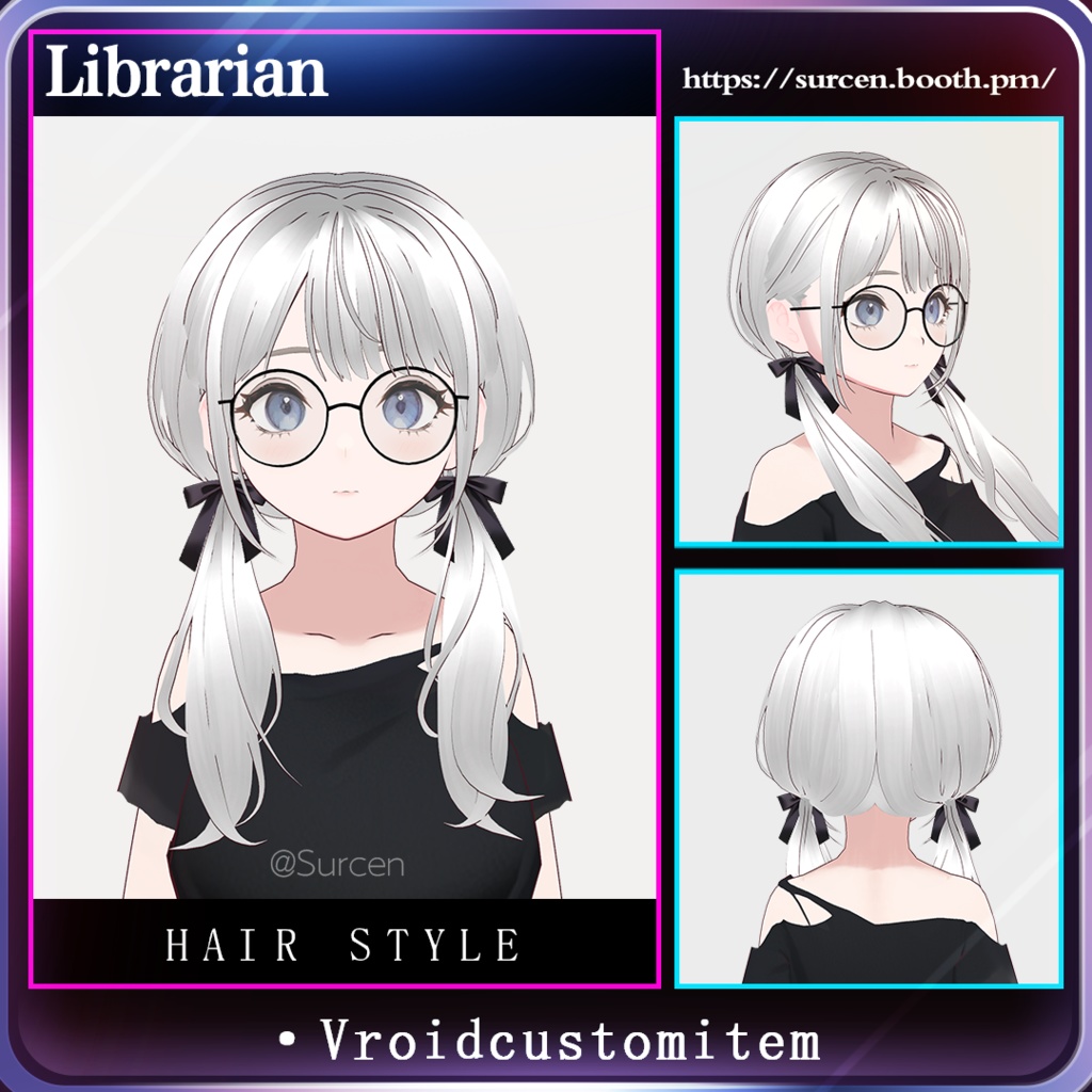[Vroid] Low Twintail / Girl Hairstyle / Librarian
