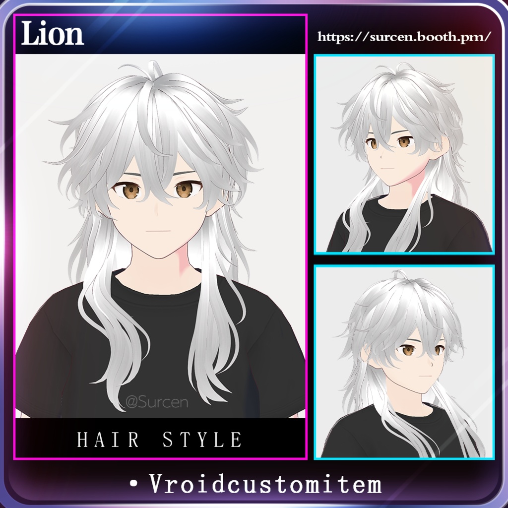 [Vroid] Medium Long Hair / Boy Hairstyle / Lion