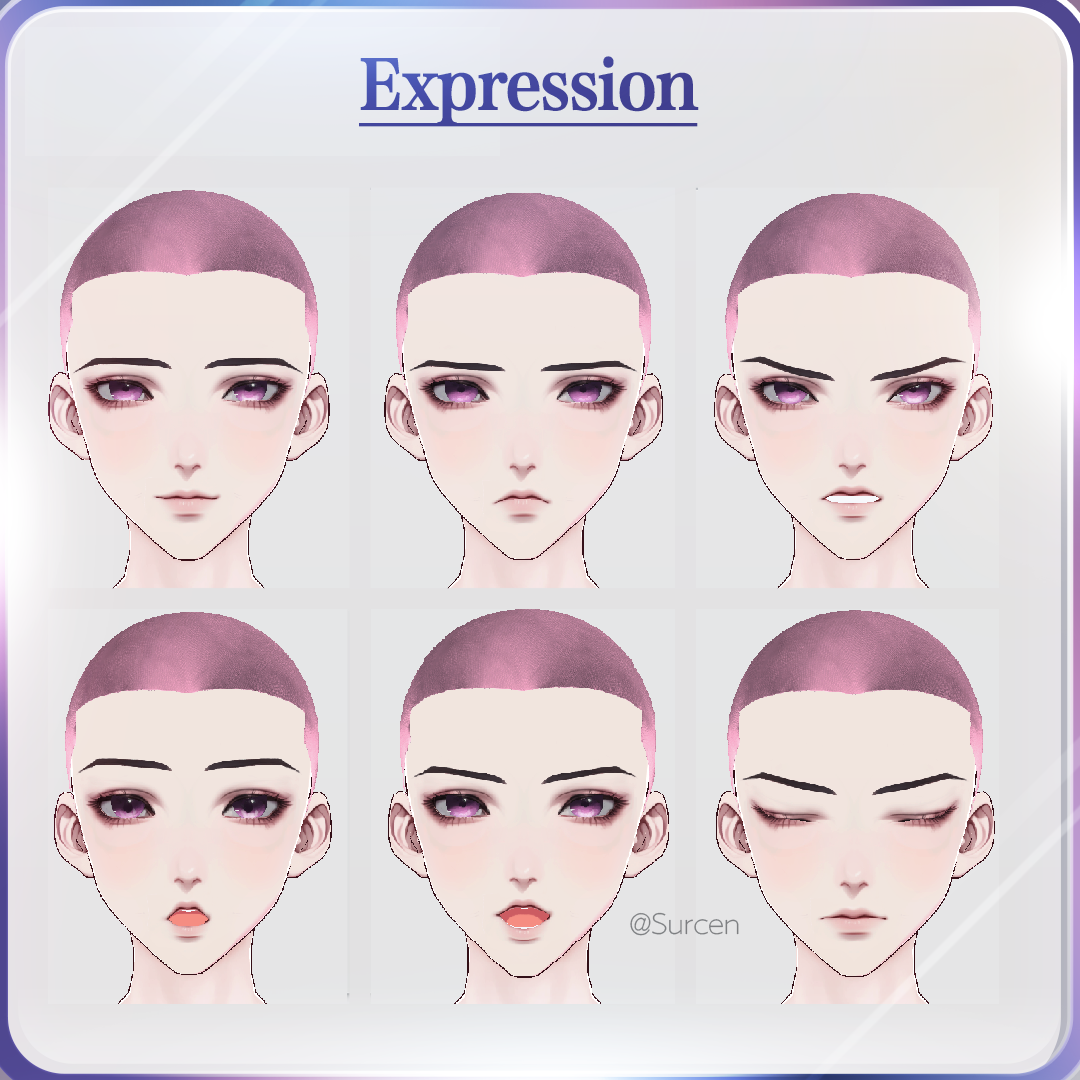 [Vroid] Boy Face and Body Base / Pastel Pink - Surcen - BOOTH