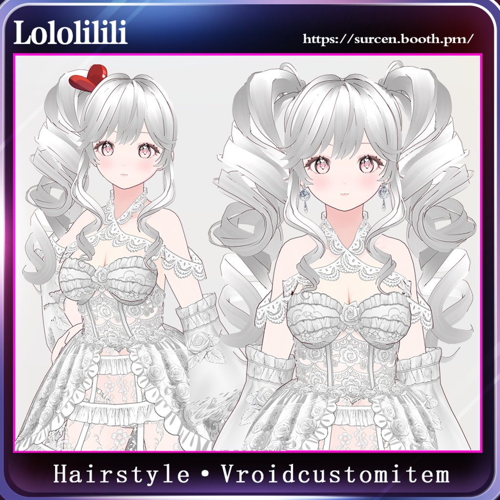 [Vroid] Long Twin Drill / 2 Style / Girl Hairstyle / Lololilili