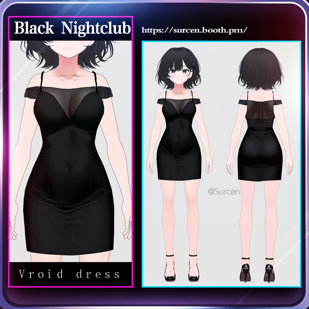 [Vroid] Sexy Black Nightclub Dress