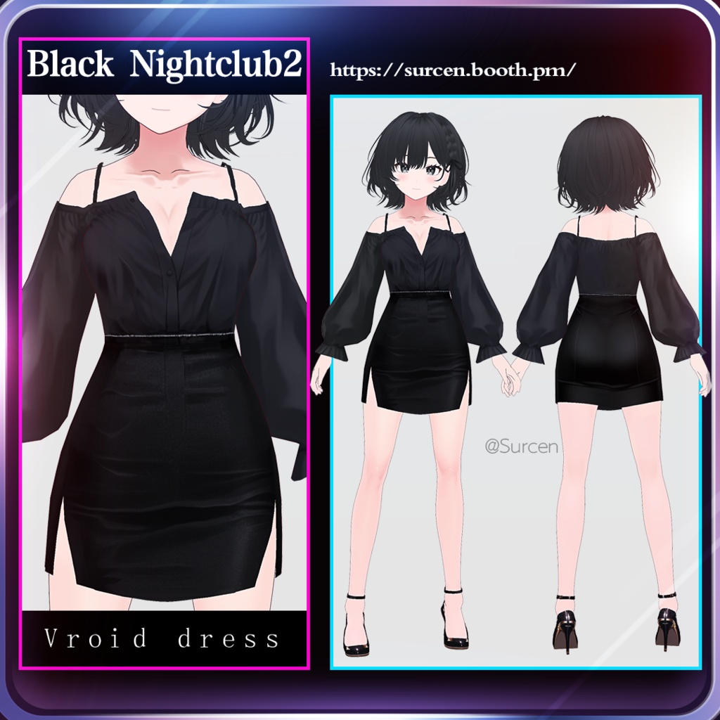 [Vroid] Sexy Black Nightclub Dress 2