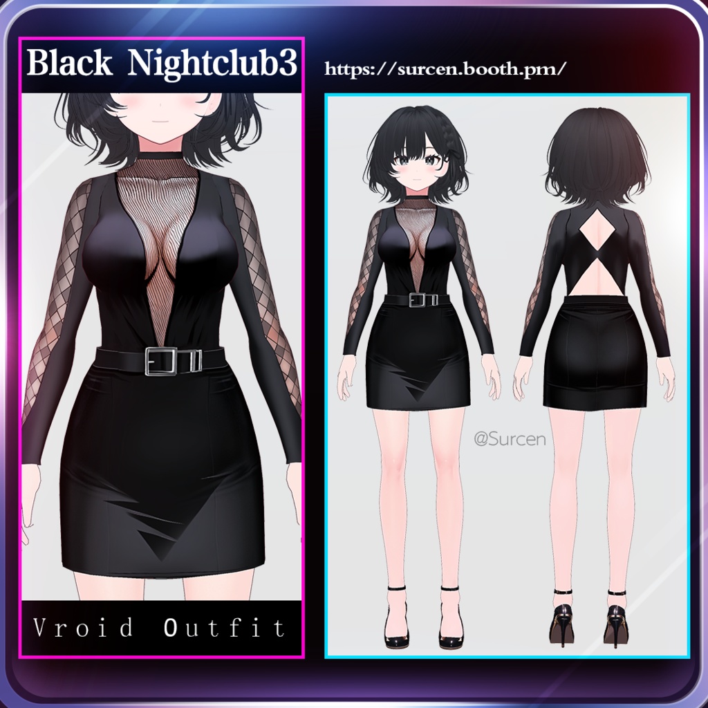 [Vroid] Sexy Black Nightclub Dress 3