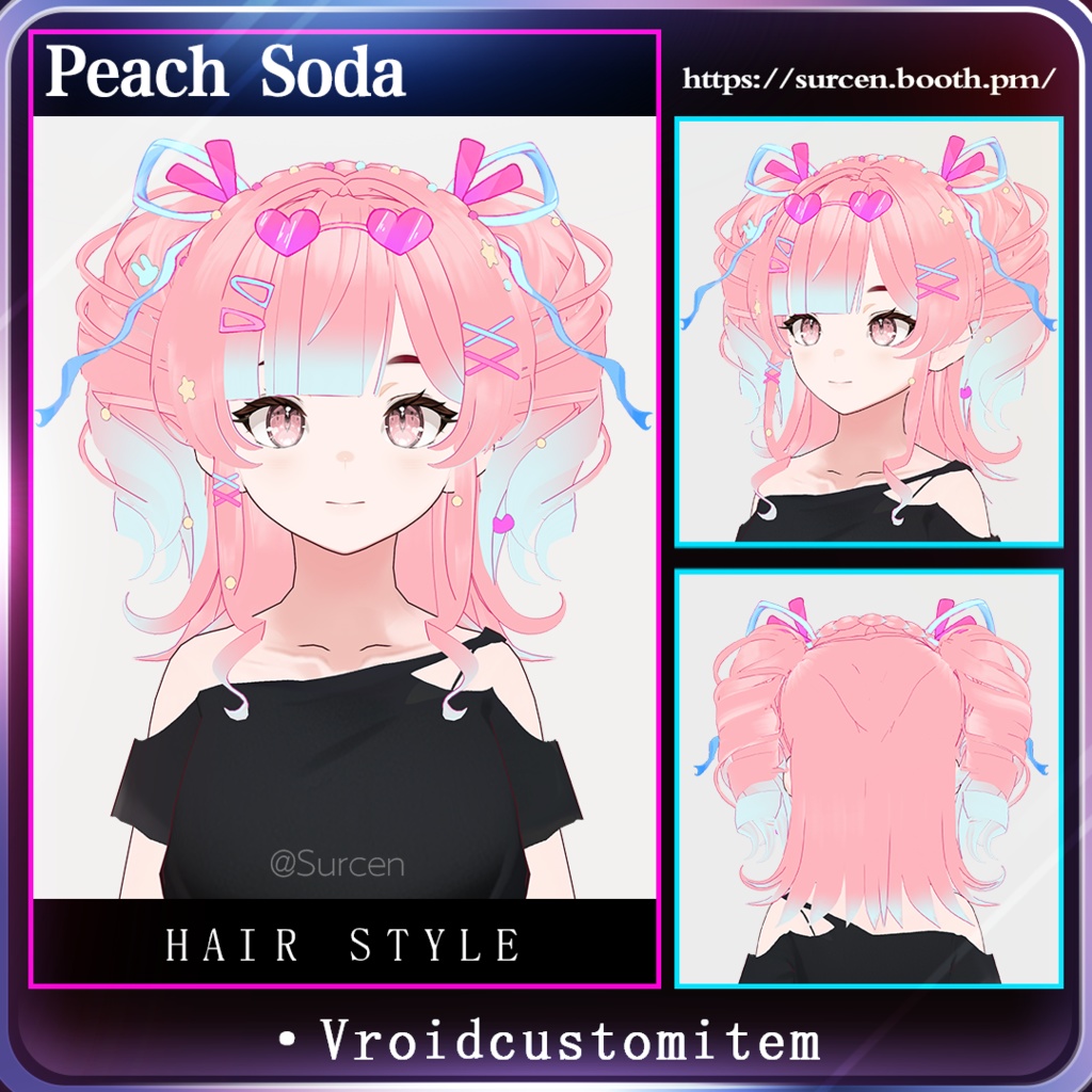 [Vroid] Cute Colorful Hair / Accessory Heavy / Peach Soda