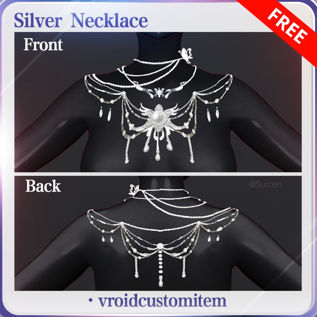 [Vroid] Silver Necklace / Accessory