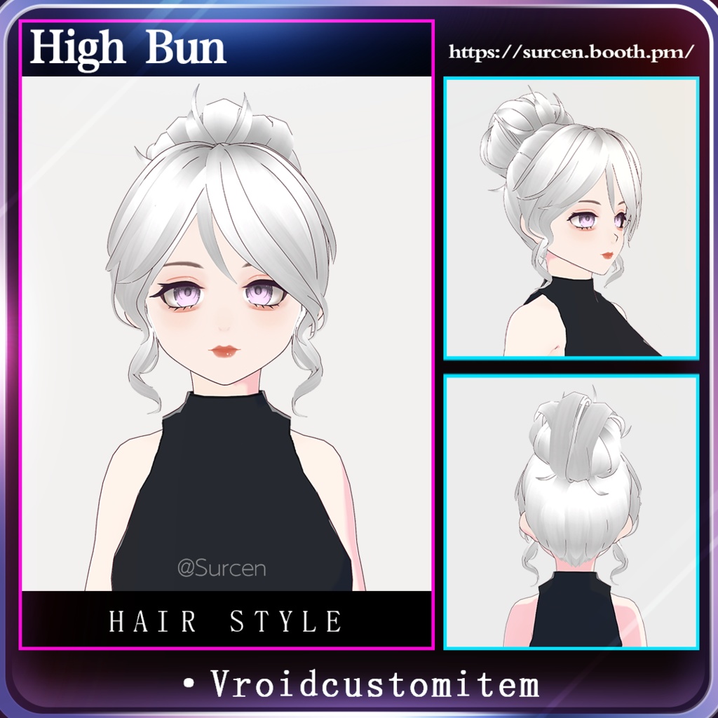 [Vroid] High Bun / Girl Hairstyle