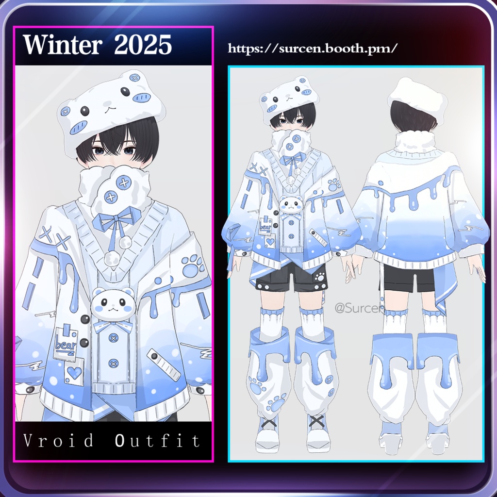 [Vroid] Winter 2025 / Blue / White Bear