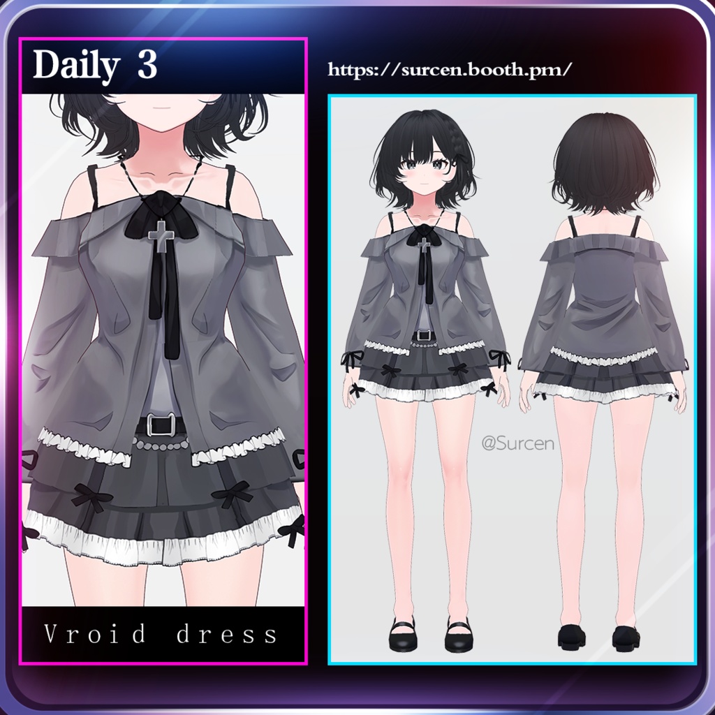 [Vroid] Gray jirai-kei outfit / Daily wear 3