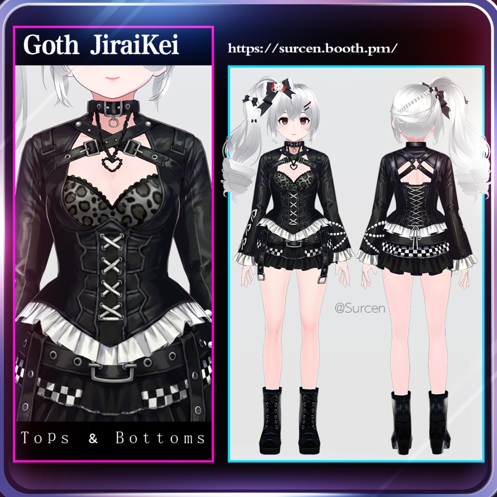 🖤(50%OFF)🖤[Vroid] Gothic Punk Jirai-kei / Tops & Bottoms