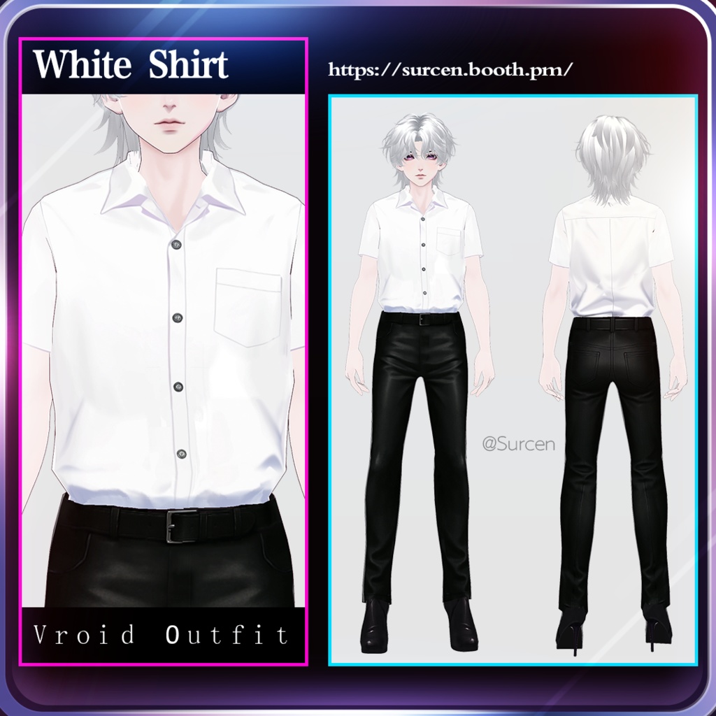 [Vroid] White Shirt / Men Outfit