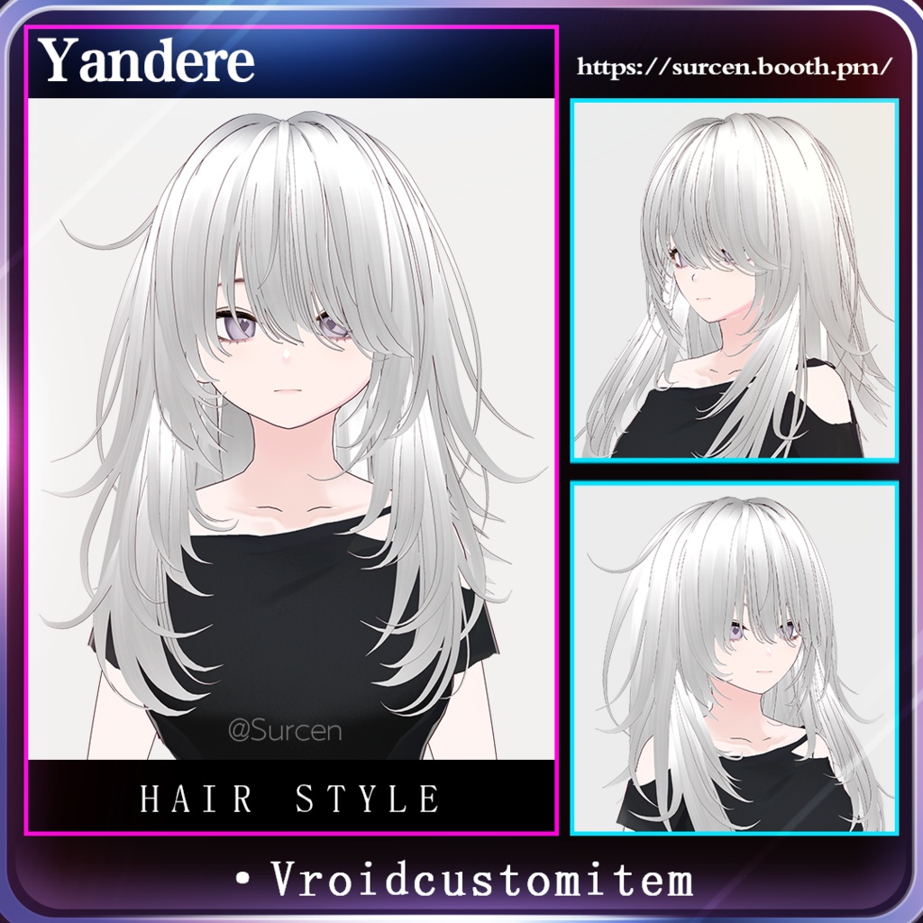 [Vroid] Long Bob / Messy Girl Hair / Yandere