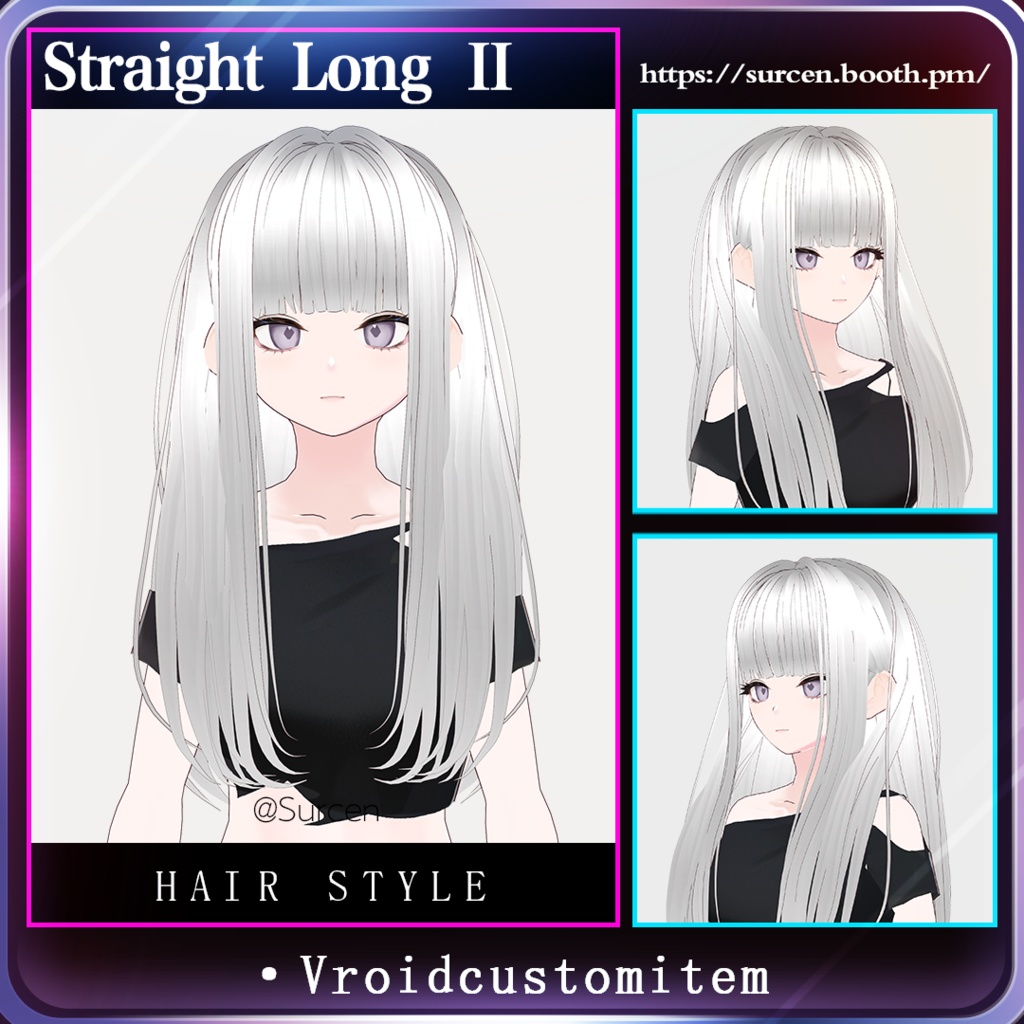 [Vroid] Straight Long Ⅱ/ Include Pink Texture