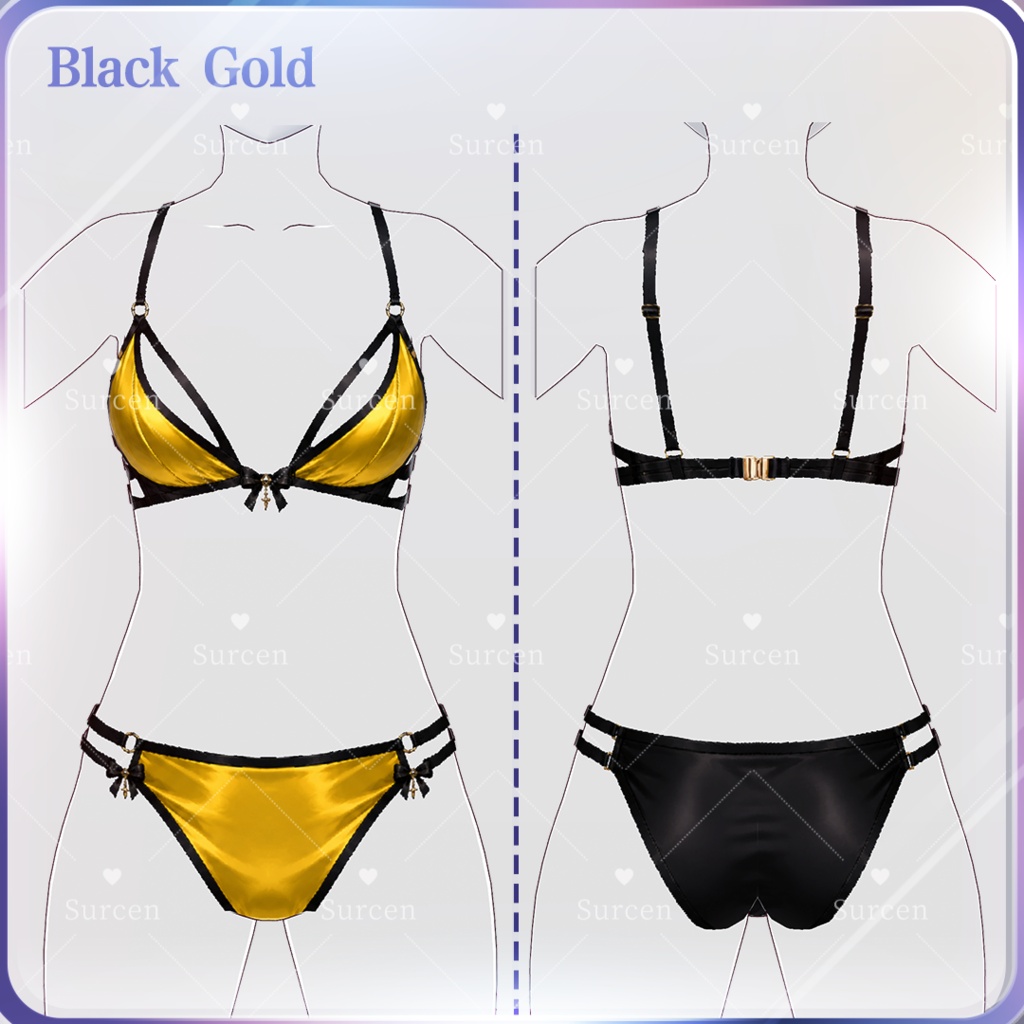[Vroid] Lingerie - Black Gold / Yellow (2 Style)