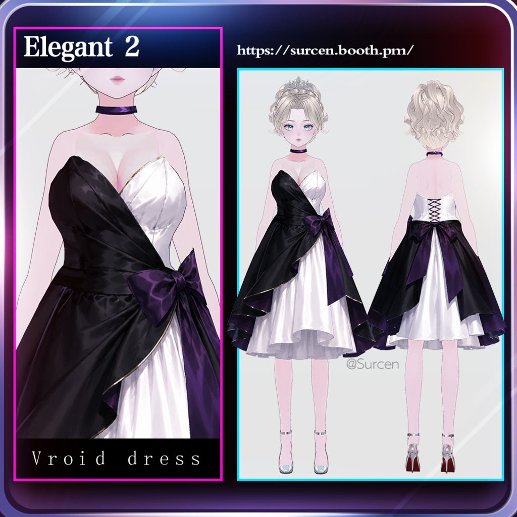 [Vroid] Elegant Dress / Dinner / Purple