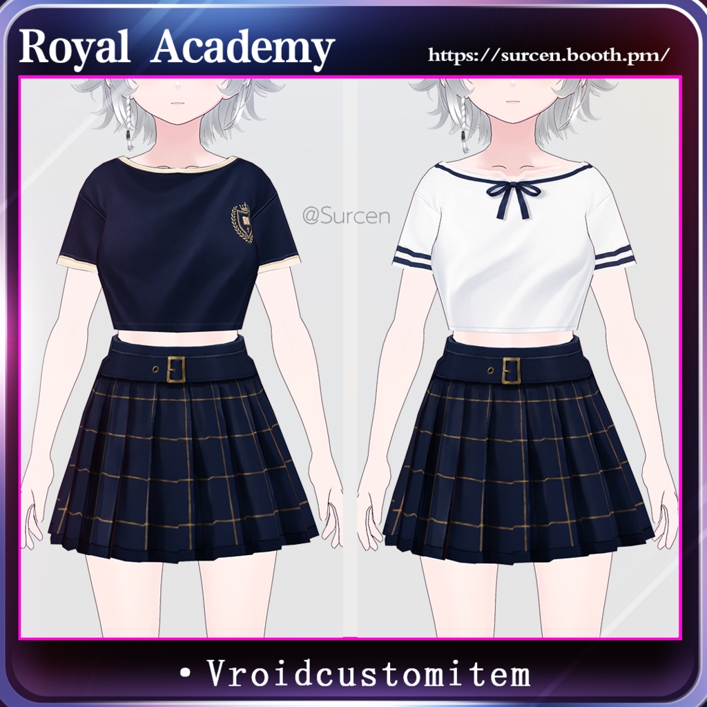 [Vroid] Plaid Skirt / Royal Academy / Outfit (4 Style)