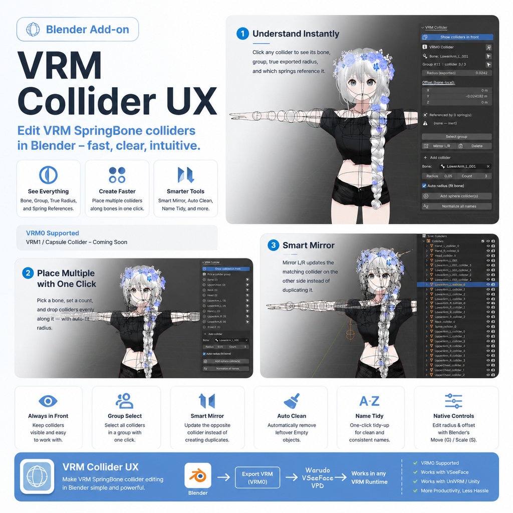 Free Blender add-on for VRM Collider