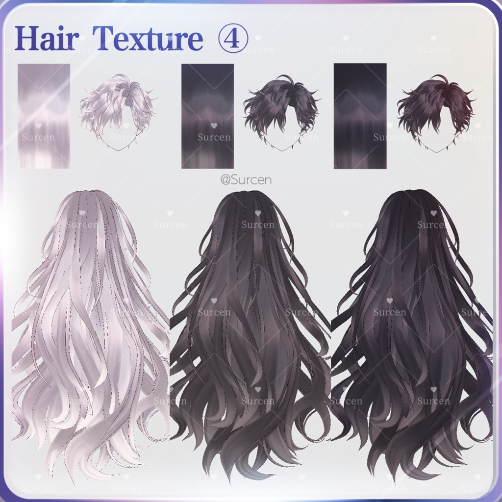 [Vroid] Hair texture - Sakura Mist / Smoky Cocoa / Midnight Ash