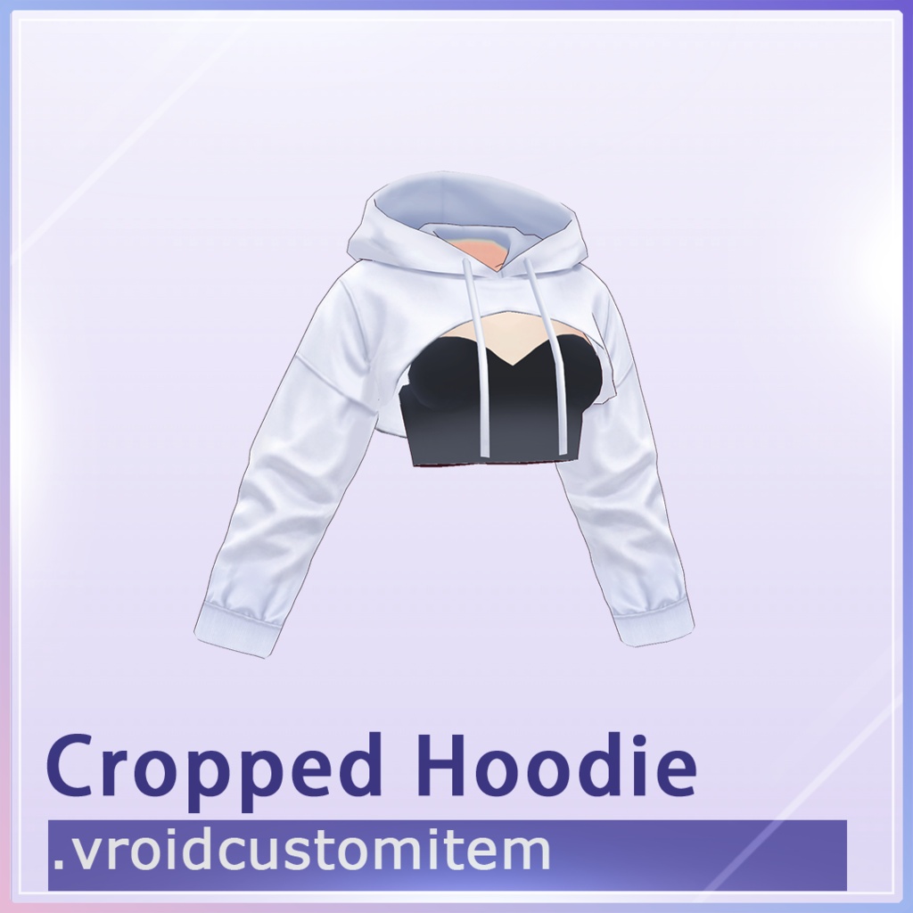[VRoid] Cropped Hoodie / White