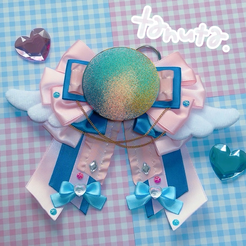 缶バッジ用リボン【ピンク×ブルー】