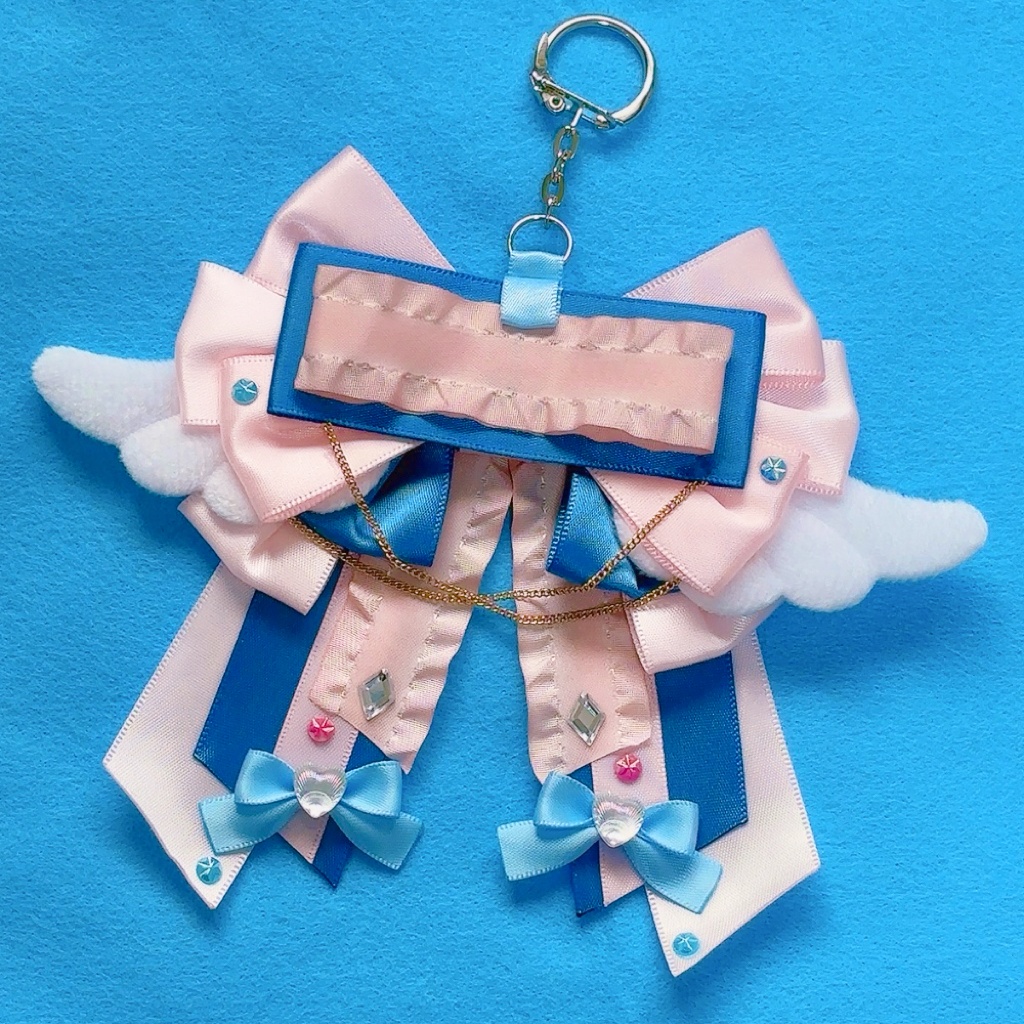 缶バッジ用リボン【ピンク×ブルー】