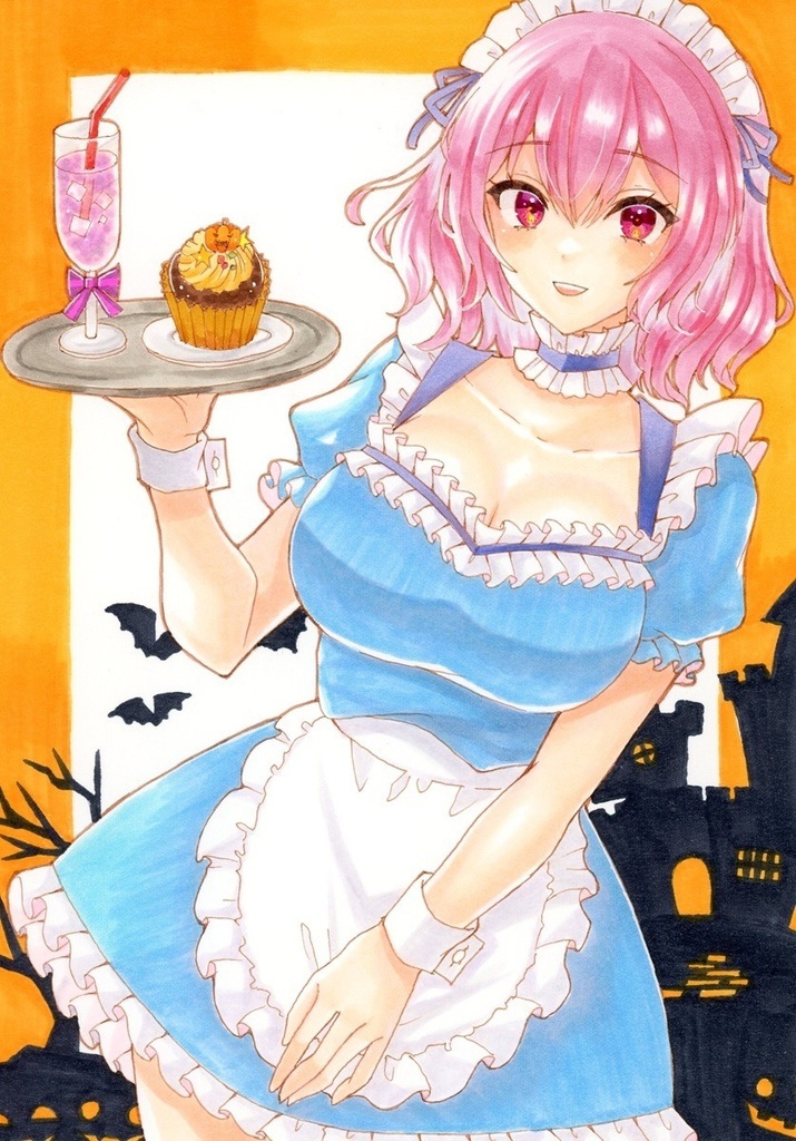 手描きイラスト 西行寺幽々子 東方Project メイド A5