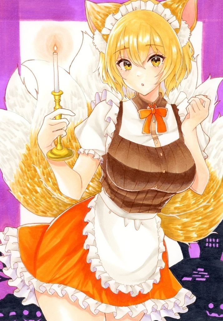 手描きイラスト 八雲藍 東方Project メイド A5