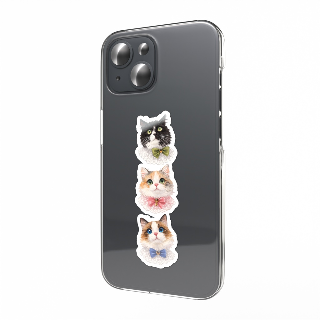 KNC_ねこねこスマホステッカー(縦)