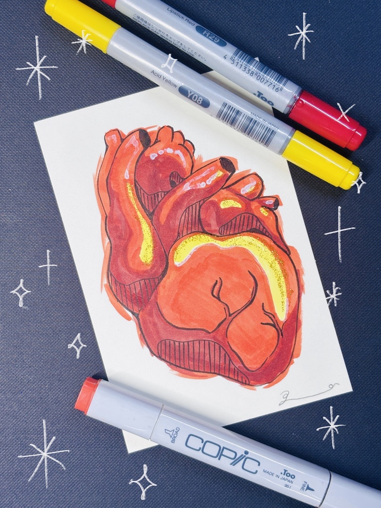 【Original Artwork Set】4 Heart Postcards 🫀 /【原画セット】4点の心臓ポストカード