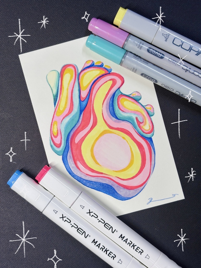 【Original Artwork Set】4 Heart Postcards 🫀 /【原画セット】4点の心臓ポストカード