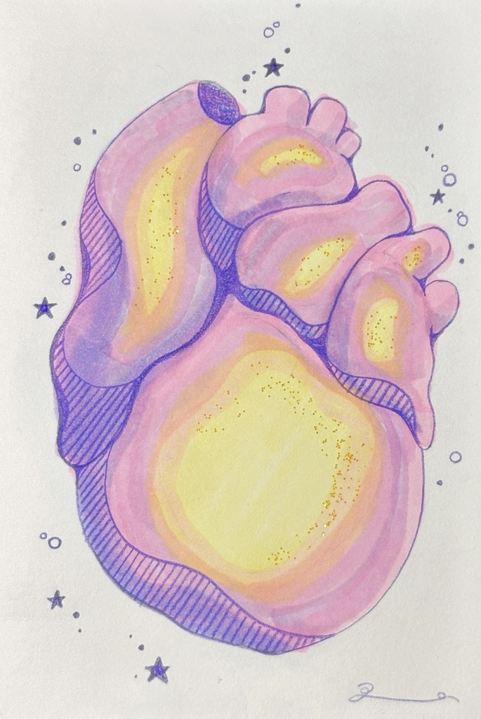 【Original Artwork Set】4 Heart Postcards 🫀 /【原画セット】4点の心臓ポストカード