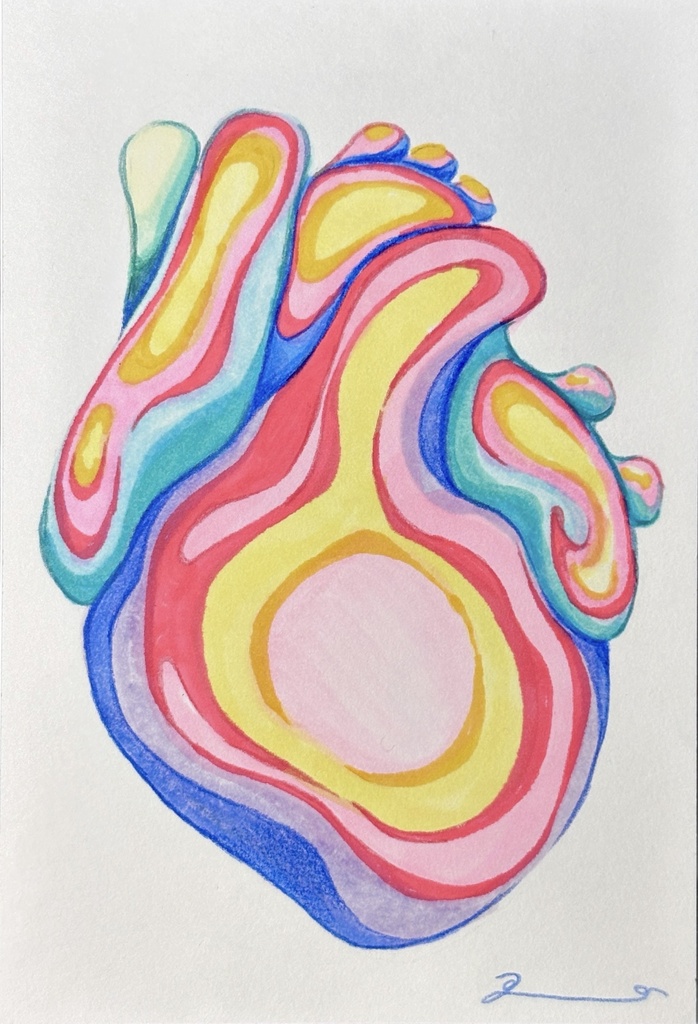 【Original Artwork Set】4 Heart Postcards 🫀 /【原画セット】4点の心臓ポストカード