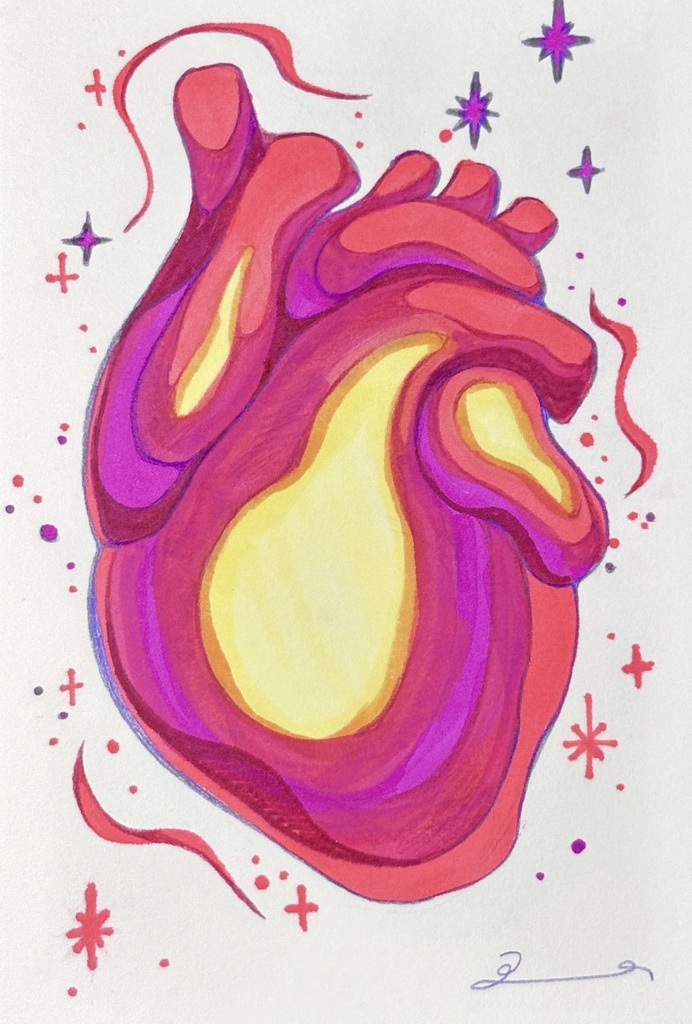 【Original Artwork Set】4 Heart Postcards 🫀 /【原画セット】4点の心臓ポストカード