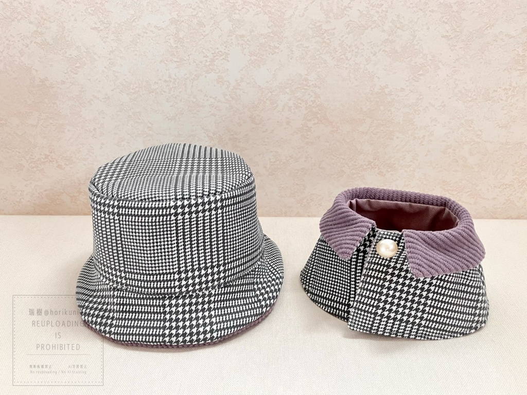 リバーシブルバケットハット&襟付きケープセット