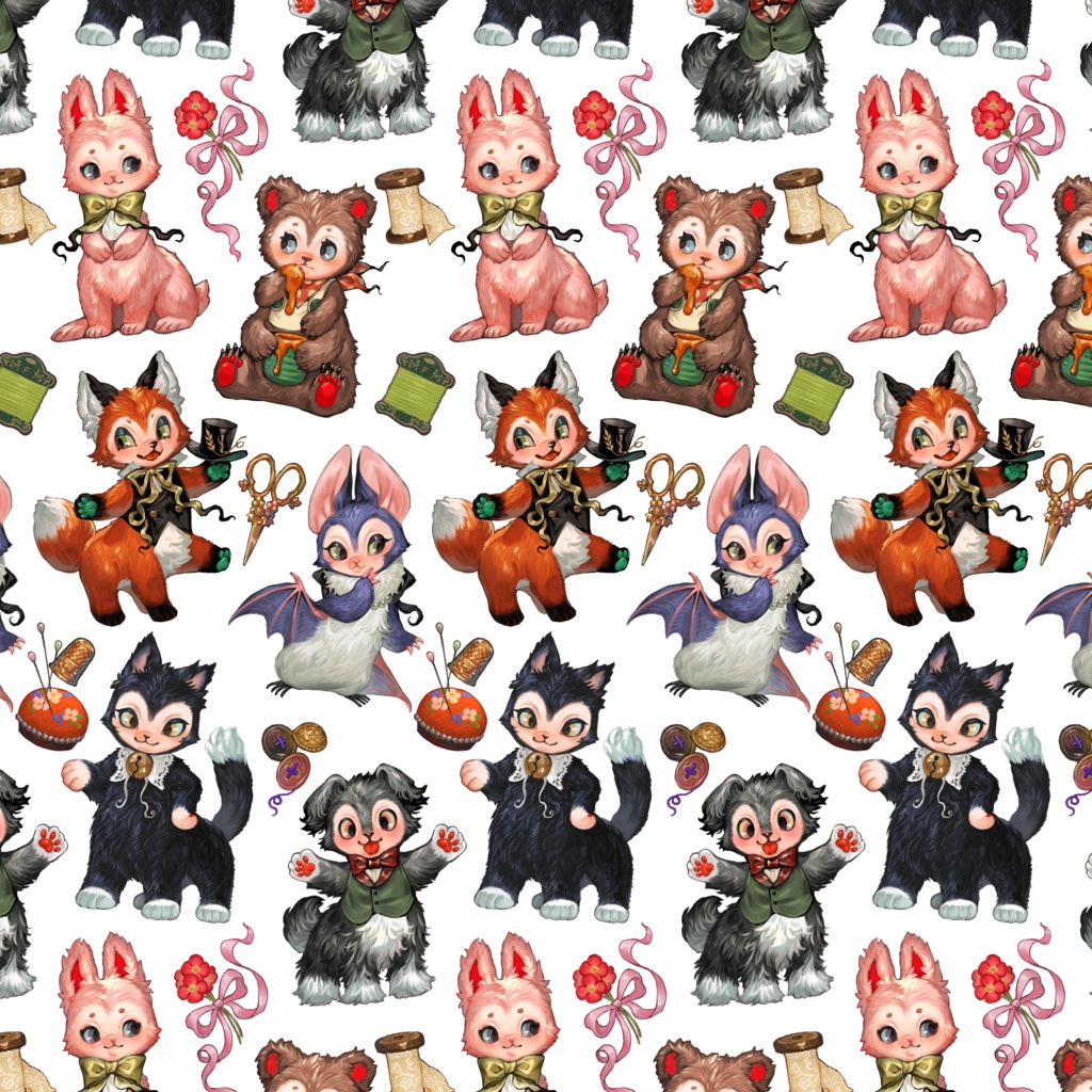 【FluffyPuca】ハンカチタオル‐パターン柄‐