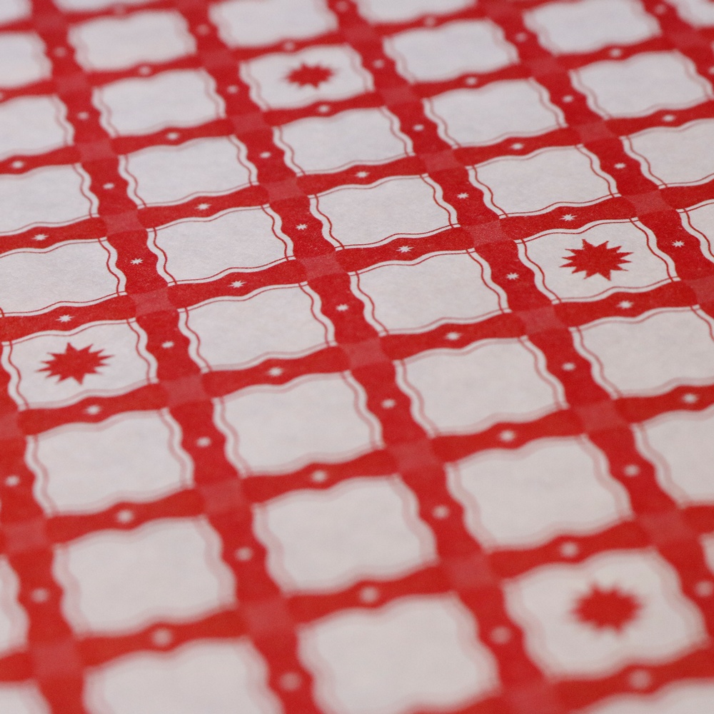 デザインペーパー-星散りばめたチェック・赤-