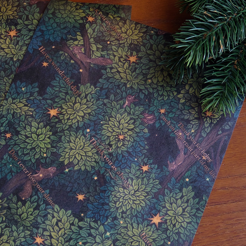 デザインペーパー-星生る木とリス-